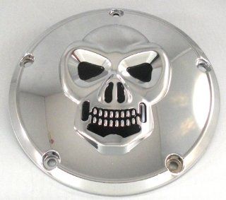 Chrome "Skull" 5 Hole Derby Cover for Harley 1999 Up Twin Cam Automotive