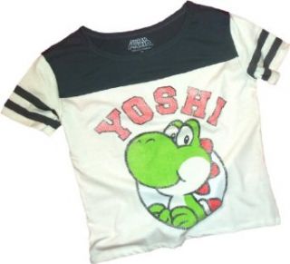 Yoshi    Super Mario "Crop Body" Jersey Juniors T Shirt, Medium Novelty T Shirts Clothing