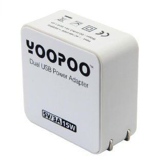 Yoopoo Dual USB Power Adapter Wall Charger 5V 3A White UL Electronics