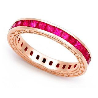 14k Rose Gold Channel set Ruby Eternity Band Ring Juno Jewelry Jewelry