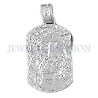 14K White Gold Jesus Medal Pendant Jewels Obsession Jewelry