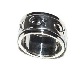 925 Sterling Silver 8mm Icthus Fish Spinner Ring Jewelry