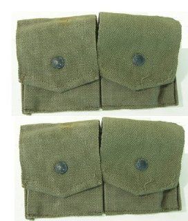 Ultimate Arms Gear Pack of 2 Military Ammo OD Olive Drab Green Canvas Pouch Surplus Fits Mosin Nagant M38 M44 91/30 1891 91 30 7.62x54 Cartridge Clips Ammunition Rounds Dual Pouches with Adjustable Snap Flap Covers  Gun Ammunition And Magazine Pouches  S