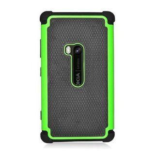 For Nokia Lumia 920 Armor Vision Silicone Hard Case Black Green 