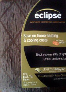 Eclipse Espresso Colored Blackout Curtain ~ 40w X 63"l ~ Energy Smart Thermalayer Back Tab Panel   Window Treatment Curtains