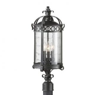 Murray Feiss OL7808BSB Chancellor Wrought Iron Three Light Ambient Lighting Post with Clear Seeded Glas, Black Sable   Outdoor Post Light Accessories  
