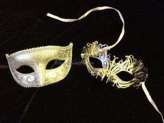 Masquerade mask for men and women Laser cut metal Silver masquerade mask set Clothing