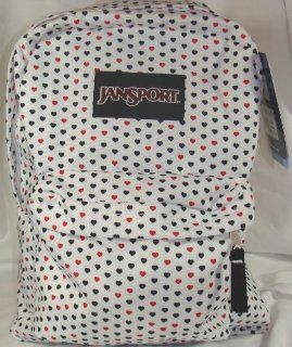 Jansport Classic Superbreak Backpack White Red & Black Mini Polka Dot Hearts  Hiking Daypacks  Sports & Outdoors