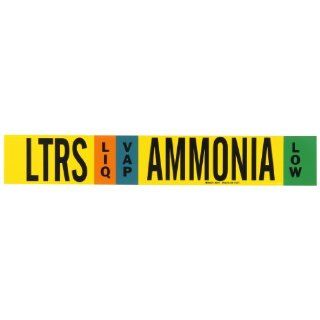 Brady 90415 Ammonia (IIAR) Pipe Markers, B 946, 2 1/4" Height X 14" Width, Black, Sky Blue, Green On Yellow Pressure Sensitive Vinyl, Legend "LTRS   Ammonia" Industrial Pipe Markers