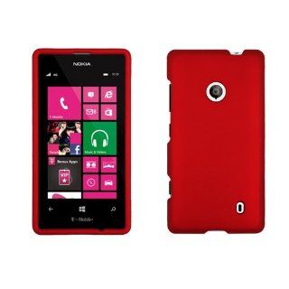 Red Rubberized Hard Case Cover for T Mobile Nokia Lumia 521 Cell Phones & Accessories