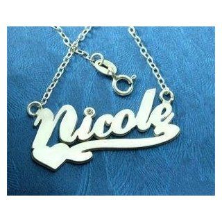 Personalized 925 Silver Any Name Necklace Nicole Style   Wall Decor Stickers  