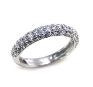ZilverPassion Sterling Silver Cubic Zirconia (Cz) Half Eternity Ring Rhodium Plated, Anniversary Wedding Band Stackable Ring (Size 6 12) Eternity Rings In Sterling Silver Jewelry