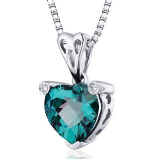 Splendid Love 2.50 carats Heart shape Sterling Silver Rhodium Finish Created Color Change Sapphire Pendant Peora Jewelry