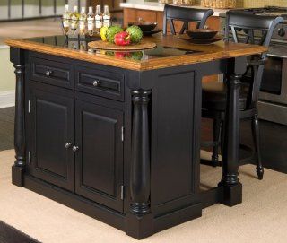 Home Styles 5009 948 Monarch Granite Top Kitchen Island with 2 Stool, Black Finish Home & Kitchen