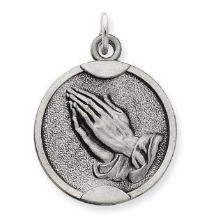 Gold and Watches Sterling Silver Antiqued Praying Hands Medal Jewelry