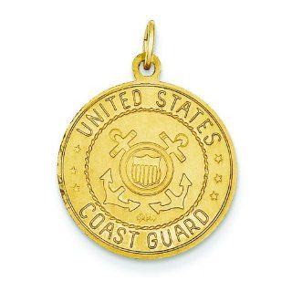 14K Gold Reversible US Coast Guard Saint Christopher Pendant Italian Style Single Charms Jewelry