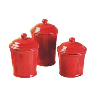 Essential Dcor Entrada Collection 3 Piece Jar Set, Red Kitchen & Dining