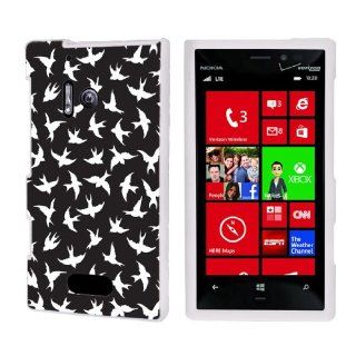 Nokia Lumia 928 White Protective Case   Black Birds By SkinGuardz Cell Phones & Accessories