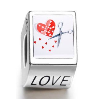 Soufeel Valentine Heart and Scissors Love Charms Pandora Bracelets Compatible Jewelry