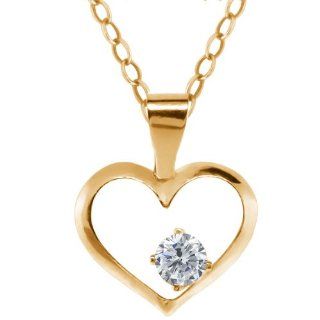 0.12 Ct Round G/H Diamond 14K Yellow Gold Pendant With Chain Jewelry