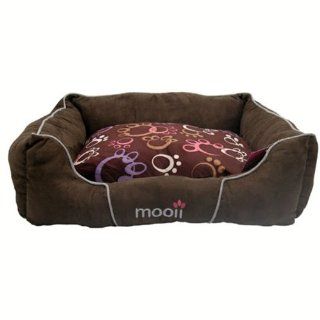 Mooii Rectangular Paw Print Bed, Brown Suede  Pet Beds 