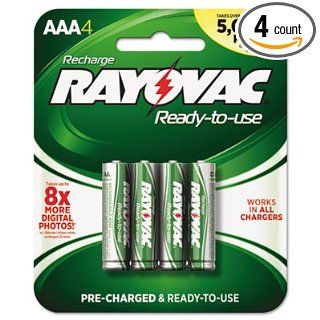 Rayovac Recharge Plus NiMH Batteries, AAA, 4 per Pack