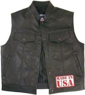 Legendary Men's Rebellion Leather Motorcycle Vest w/Gun Pockets at  Mens Clothing store