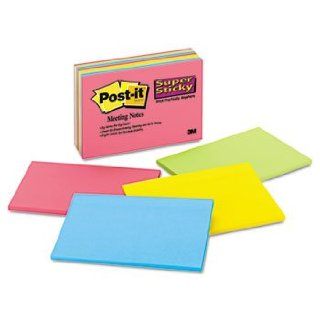 New Post it Notes Super Sticky 6445SSP   Super Sticky Large Format Notes, 6 x 4, Electric Glow, 8 45 Sheet pads/Pack   MMM6445SSP 