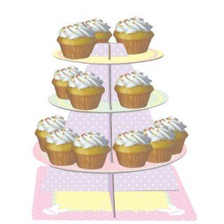 Creative Converting Tiered Snack and Cupcake Server, Stripes and Bunnies, Pastel Dots Toys & Games