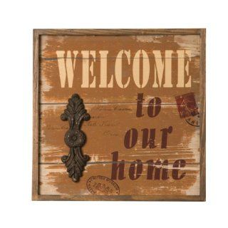 Wilco Imports 'Welcome to Our Home' Wood Rust Colored Wall Art, 13 Inch by 1 1/4 Inch by 13 Inch   Decorative Signs