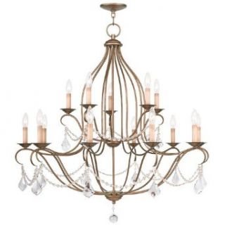 Livex Lighting 6429 48 Chesterfield   Ten Light Chandelier, Antique Gold Leaf Finish with Clear Crystal    