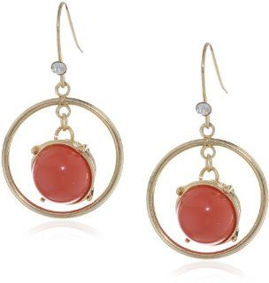 Kenneth Cole New York "Modern Clementine" Coral Bead Orbital Earrings Jewelry