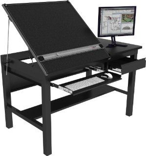 Freedom Drafting Table 60''x30"   Black Frame, Black Surface   Drafting Table For Computer