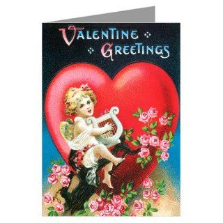 Unique Giant Whimsical, Cupid with Harp Vintage Valentines Day Greeting Card   10x13 inch  Blank Greeting Cards 