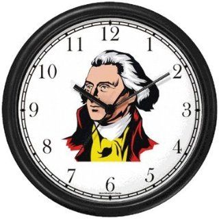 President Thomas Jefferson Americana Wall Clock by WatchBuddy Timepieces (Black Frame)  