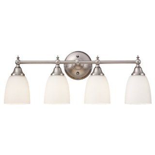 Sea Gull Lighting 44618 965 Bath Vanity with Etched White Glass Shades, Antique Brushed Nickel Finish   Vanity Lighting Fixtures  