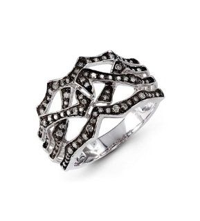 14k White Gold Black Rhodium 0.45 Ct Round Diamond Ring Jewelry