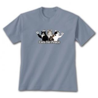 Cats For Peace ~ Stone Blue T Shirt Clothing
