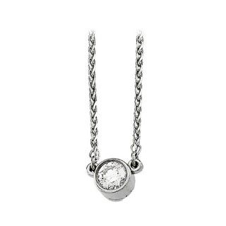 14K White Gold 1/4 ct. Bezel Set Diamond Solitaire Necklace Katarina Jewelry