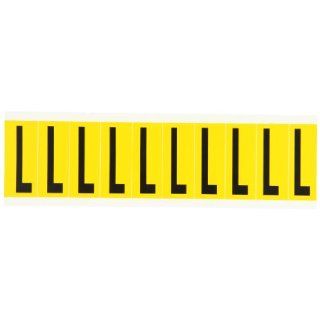 Brady 1534 L 2 1/4" Height, 7/8" Width, B 946 High Performance Vinyl, Black On Yellow Color 15 Series Indoor Or Outdoor Letter Label, Legend "L" (10 Labels Per Card) Industrial Warning Signs