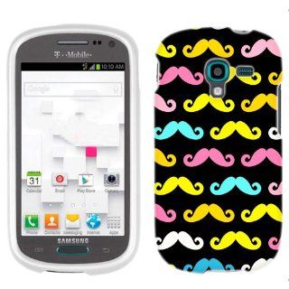 Samsung Galaxy Exhibit Multi Colored Mustaches on Black Phone Case Cover Cell Phones & Accessories
