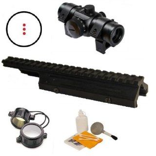 Ultimate Arms Gear Tactical FN FAL / LAR / L1 A1 Rifle Deluxe Weaver Picatinny Rail Scope Sight Dust Cover Replacement Mount + 1X30 Weaver Picatinny Triple 3 Red Dot Hunting Scope Sight Includes See Thru Lens Caps, Lithim Battery, Lens Cleaning Kit, and Pr