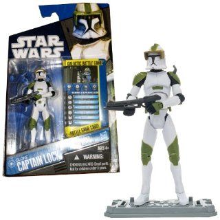 Hasbro Year 2010 Star Wars "The Clone Wars" Galactic Battle Game Series 4 Inch Tall Action Figure   CLONE CAPTAIN LOCK with Removable Helmet, Blaster Pistol, Battle Game Card, Die and Figure Display Base Toys & Games