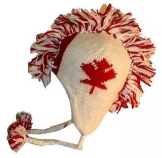 946   100% Wool Fleece Mohawk Canada Flag Hat in Nepal Clothing