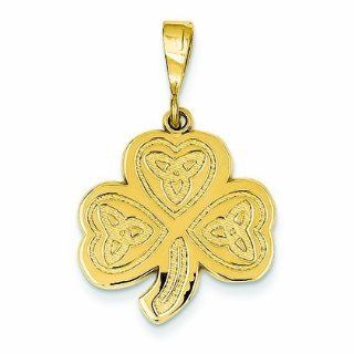14K Gold Trinity Clover Pendant Jewelry