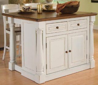 Home Styles 5020 948 Monarch Kitchen Island with 2 Stool, Antiqued White Finish Home & Kitchen