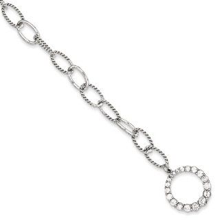Sterling Silver Journey Circle Cz Dangle Bracelet, Best Quality Free Gift Box Satisfaction Guaranteed Jewelry