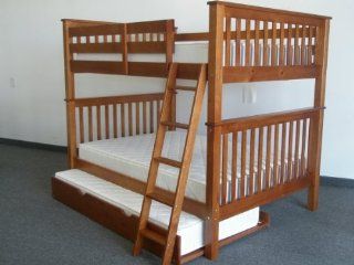 Bedz King Bunk Bed with Twin Trundle, Full Over Full Mission Style, Espresso Home & Kitchen