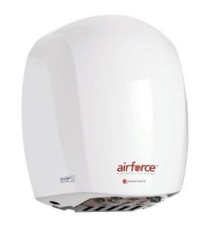 World Dryer J 974 Airforce Hi Speed Energy Efficient Automatic Hand Dryer with Aluminum White Cover, 110 120V