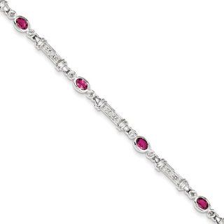Sterling Silver Pink Tourmaline And Diamond Bracelet, Best Quality Free Gift Box Satisfaction Guaranteed Jewelry